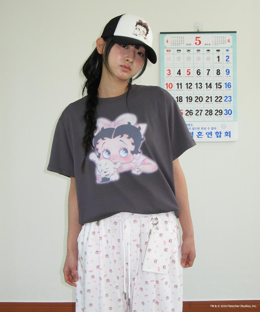 RONRON Betty Boop Ribbon Basic Fit T Shirt Charcoal