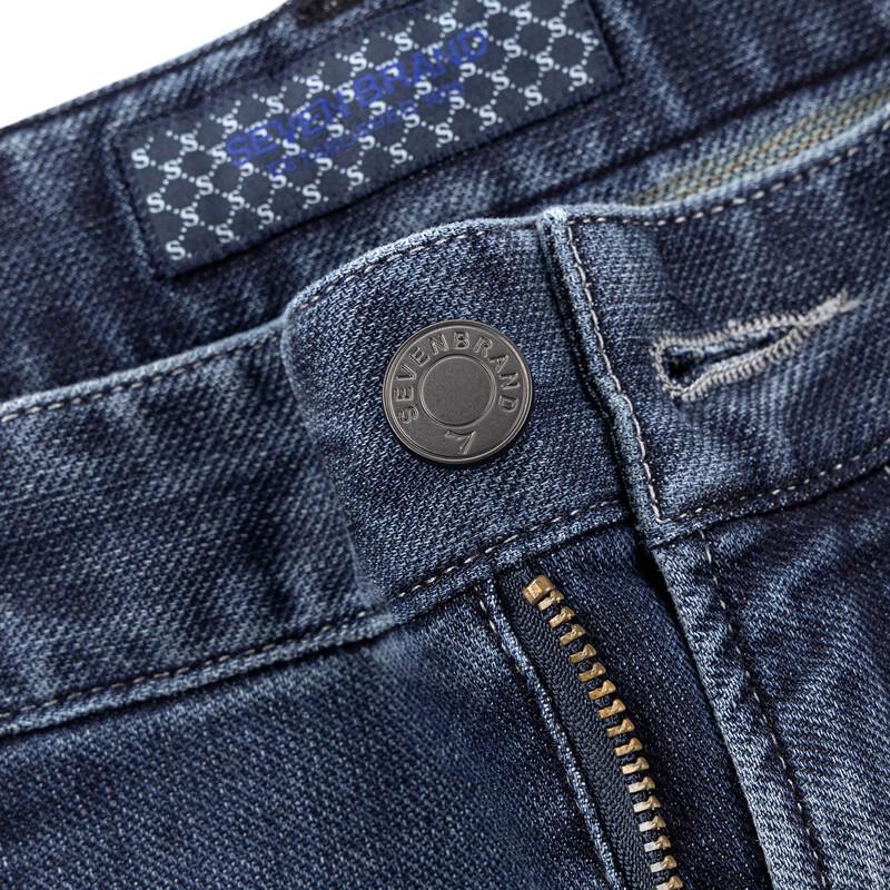 Qipai Men's 2026 Spring Tapered Cropped Texture Denim Jeans