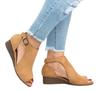 Stylish Women's Ladies Peep Toe Wedge Sandals Featuring Buckle Ankle Strap For Versatile Looks