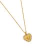 Ying Tai Women's Heart Pendant Necklace, Stainless Titanium Steel, Zircon Crystal, High Polish 18K Gold, Waterproof and Fashionable.