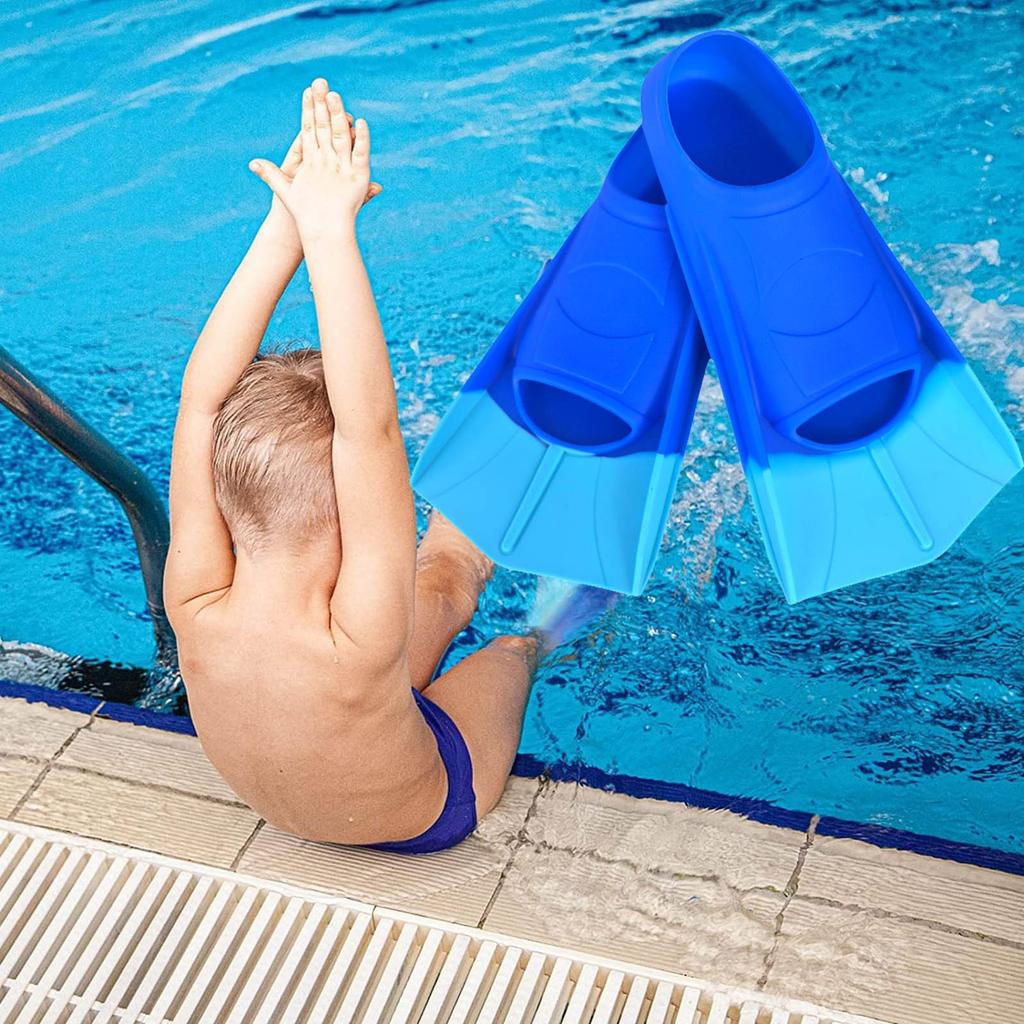 Swimming Fins Short Floating Training Fins For Kids And Adults, Rubber Pool Fins For Swimming Diving - 1 Pair
