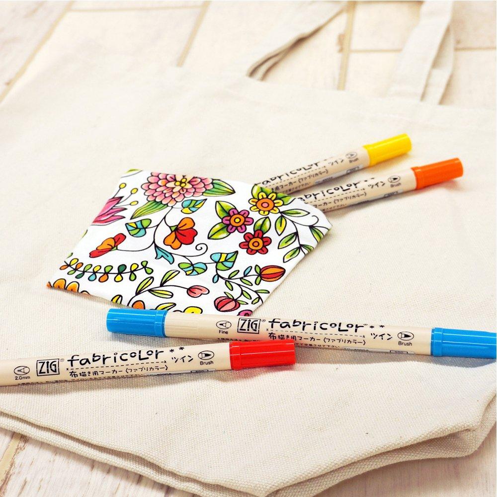 Kuretake Fabric Fabric ZIG Fabric Color 12 Water-Based Pen, Writing, Twin, Colors, TC-4000A/12VB