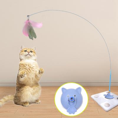 Jouet pour Chat à Secouer avec Ventouse Jouet Interactif pour Chat Bâtonnets à Verrouillage par Pression sur les Sols Jouet Canne à Pêche pour Chat Fil d'Acier Flexible Jouet Plume pour Chat