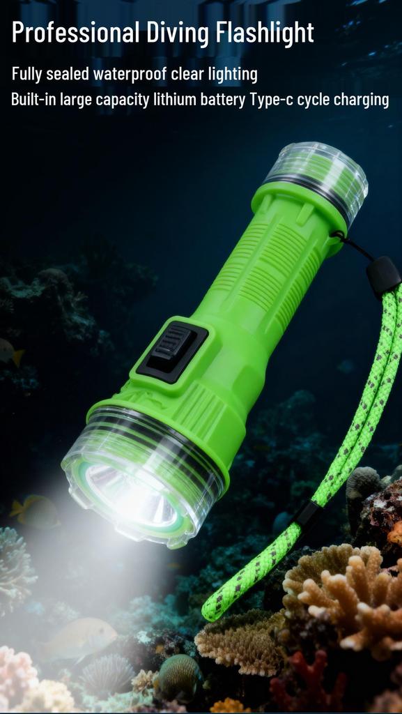 Ultra-Bright LED Waterproof Diving Headlamp – High-Power Outdoor Underwater Flashlight