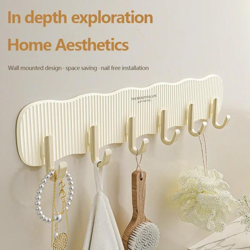 Coat Hook Wall Rack Hanger - Black Coat Rack with 6 Hooks Wall Hooks for Hanging Hat Key Bag Towel Wall Mount Coat Rack