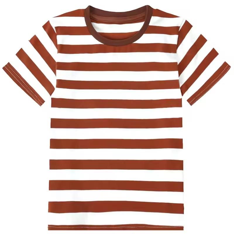 Koszulki z nadrukiem 3D w kontrastowe paski, z okrągłym dekoltem i krótkim rękawem, na co dzień, męska odzież letnia, klasyczna koszulka