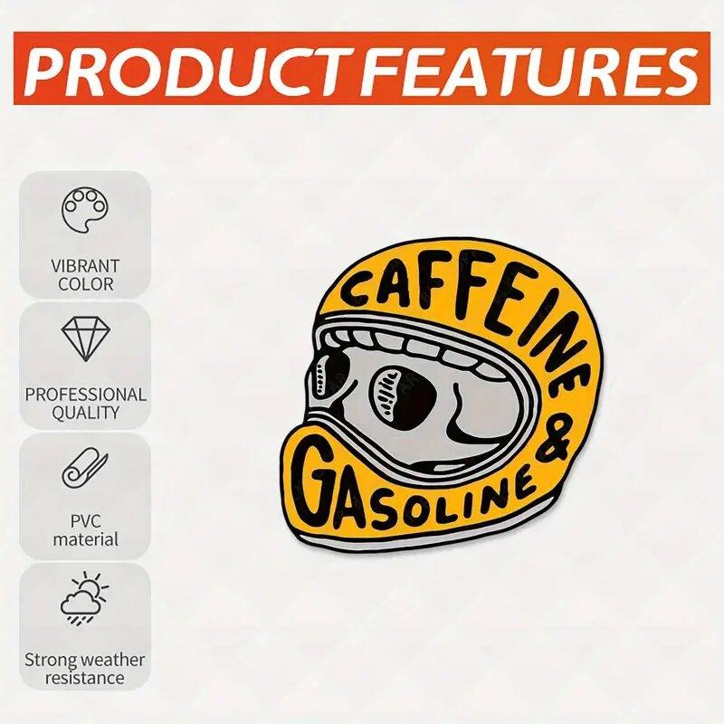 Caffeine & Gasoline Skull Sticker - Durable, Weatherproof Decal for Laptops, Cars, and Trucks 3pcs