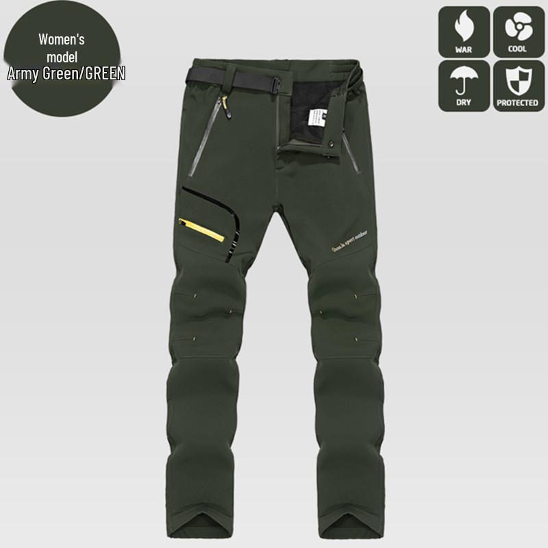 Men's and Women's Winter Fleece-Lined Windproof Pants: Warm, Thickened Softshell for Outdoor Wear, Available In Plus Sizes