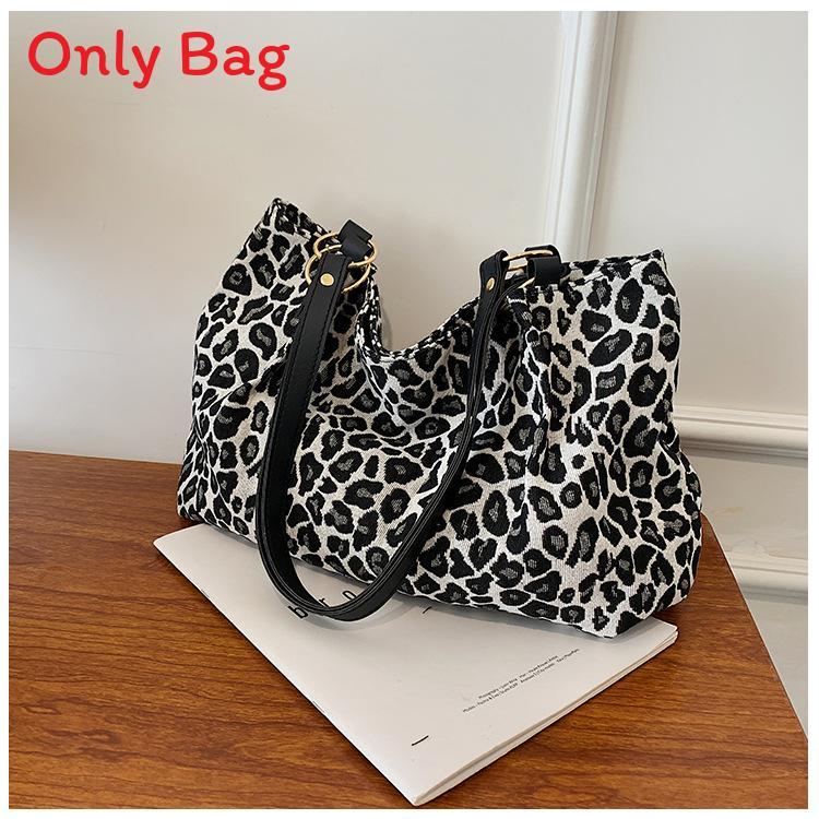 Pu Leopard Print Tote Bag For Streetwear Women With Zipper Closure