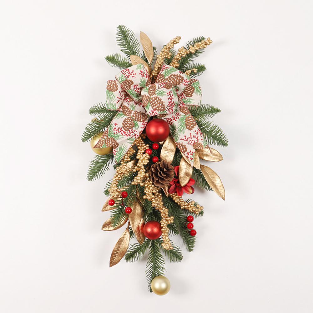 Aesthetic Christmas Stair Decorations Delightful 17 72 Inch Ornament Featuring Bow and Natural Elements for Joyous Feelings