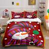 Striped Snowman with Red Scarf Bedding Duvet Cover Set Duvet Cover Pillowcases  (1*Duvet Cover 2*Pillowcases, Without Duvet Insert)