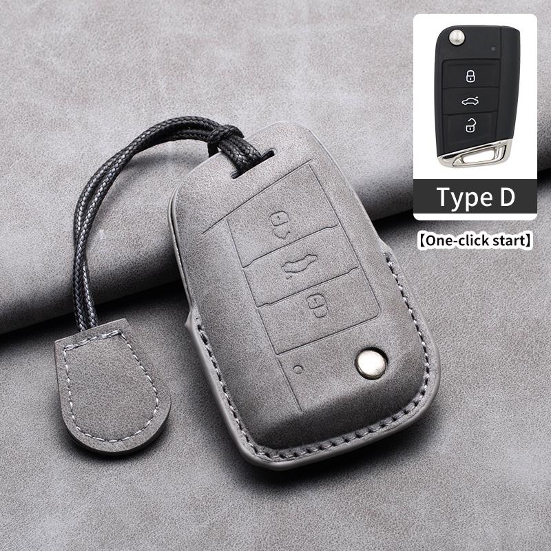 Leather Car Key Case Cover Fob for Volkswagen VW Polo Golf Passat Tiguan Beetle Caddy T5 Up Eos Skoda Seat Leon Altea Octavia