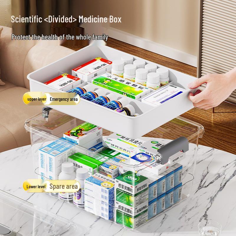 Compact Multi-layer Transparent Medicine Organizer with Large Capacity