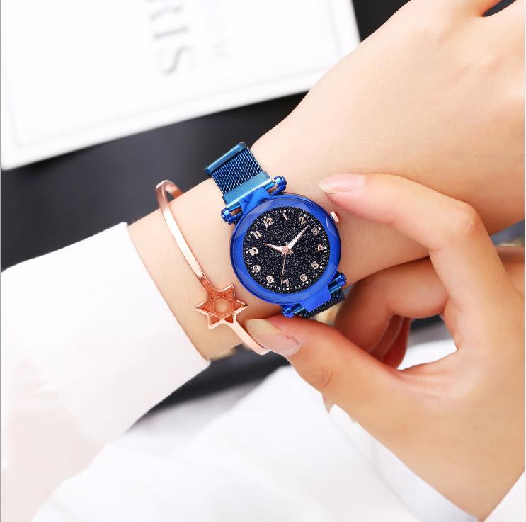 Digital Pointer Starry Sky Watch Creative Luminous Magnet Stone Milan Quartz Ladies Watch