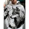 Men's Autumn and Winter 3D Printed Hooded Fashion Versatile Trend Breathable Casual Hoodies & Sweatshirts (men’s)