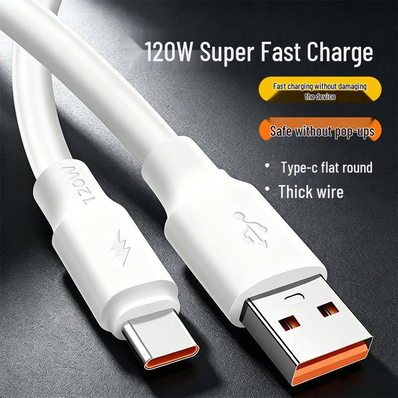 120W Type-C Fast Charging Cable for Huawei, Honor, Oppo - 6A Thickened Design