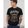 Men's Black Short-sleeve Crew Neck Tee with Wild Deer Graphic, Mountain Forest Design, Sunglasses Motif, Vintage Distressed Print, Casual Everyday