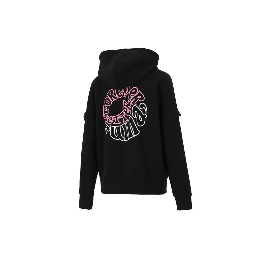 Puma Two-Piece Splice Sports Knit Hoodie Women Outerwear Black 531602-01