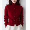 2024 Red Turtleneck Wool Knit Cardigan – Stylish Slim-Fit Sweater