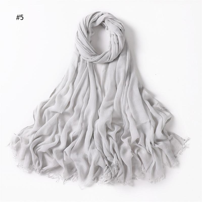 % Rayon Pleated Solid Color Human Cotton Two-end Beard Bag Headscarf Female, New Breathable Soft Scarf