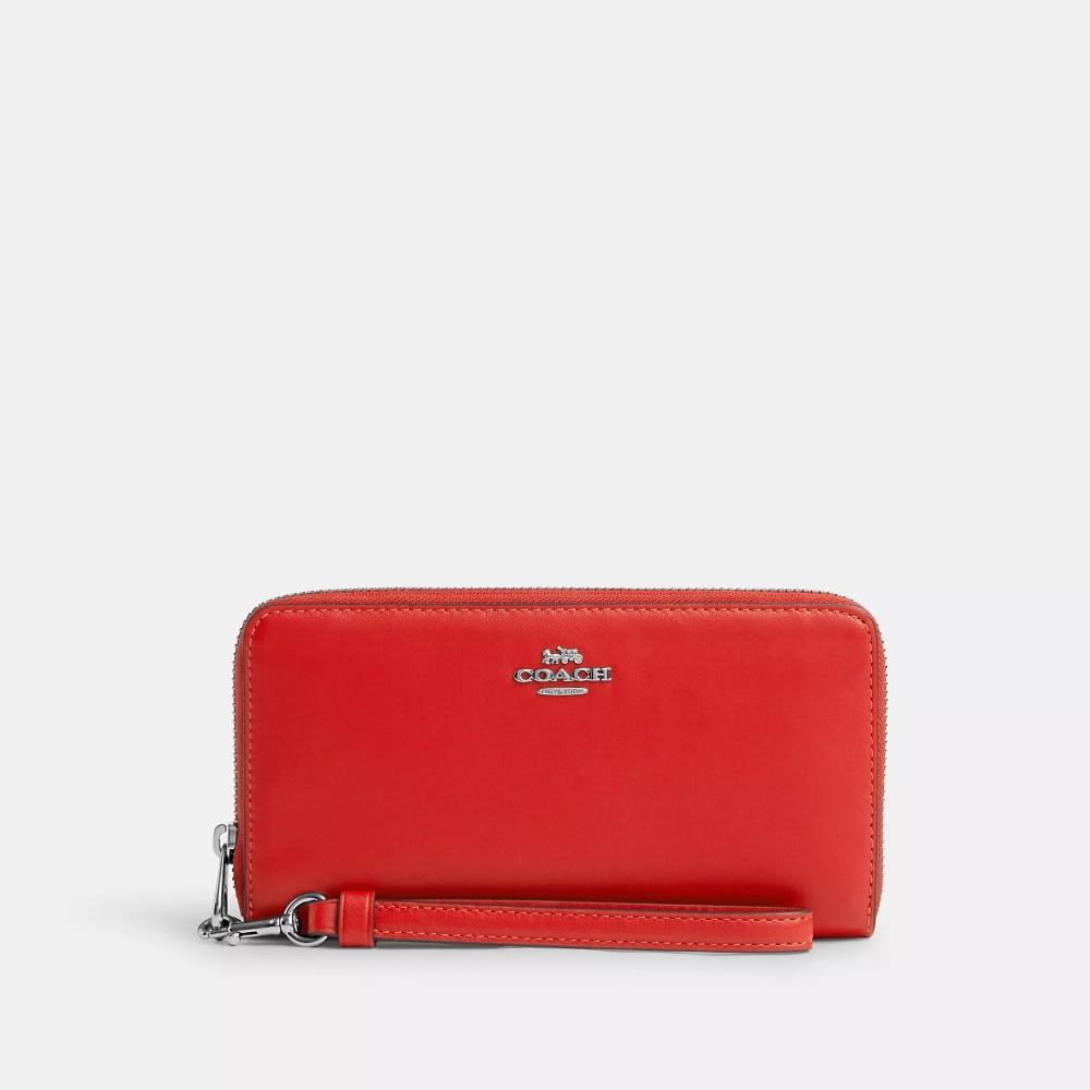 

Длинный кошелек Coach на молнии по кругу, серебристый, красный Майами