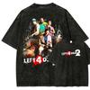 Left 4 Dead Print Vintage Washed Tshirt Unisex Fashion Tshirt Short Fashion Oversized Unisex Couples Washed Vintage Loose Classic