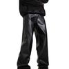 Men's Retro American-Style Leather Straight-Leg Pants - Casual, Loose, Trendy PUNK Fashion