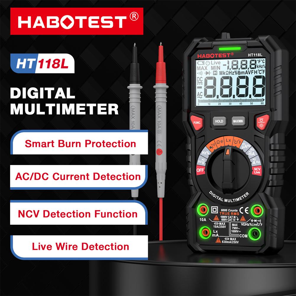 Digital Multimeter 6000 Counts DC/AC Ammeter Voltmeter Non Contact Voltage Detector LCD Voltage Current Tester Electrician Tools