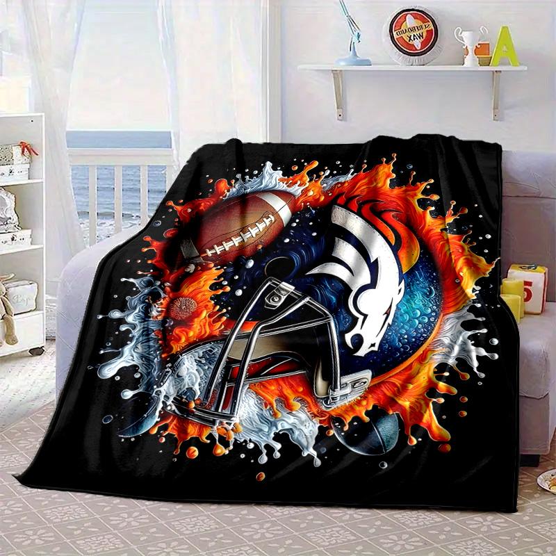 Denver Broncos Coperta Portatile/Coperta Morbida Coperta per Letto Adatta per Viaggi Campeggio Soggiorni Uffici Divani Regali per Fan