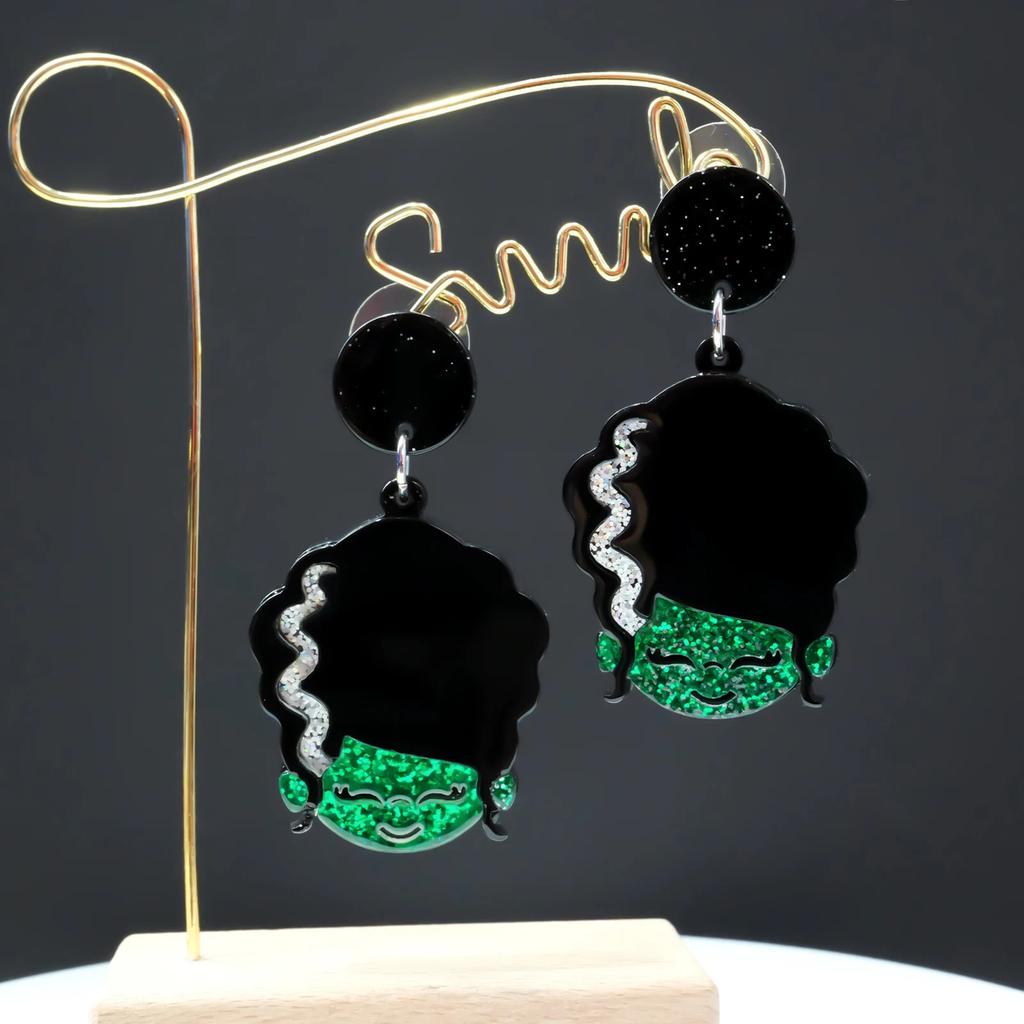 Creative Adorable Green Halloween Monster Earrings Fun Cartoon Design Stylish Accessory for Women Girls Daily Party Gift