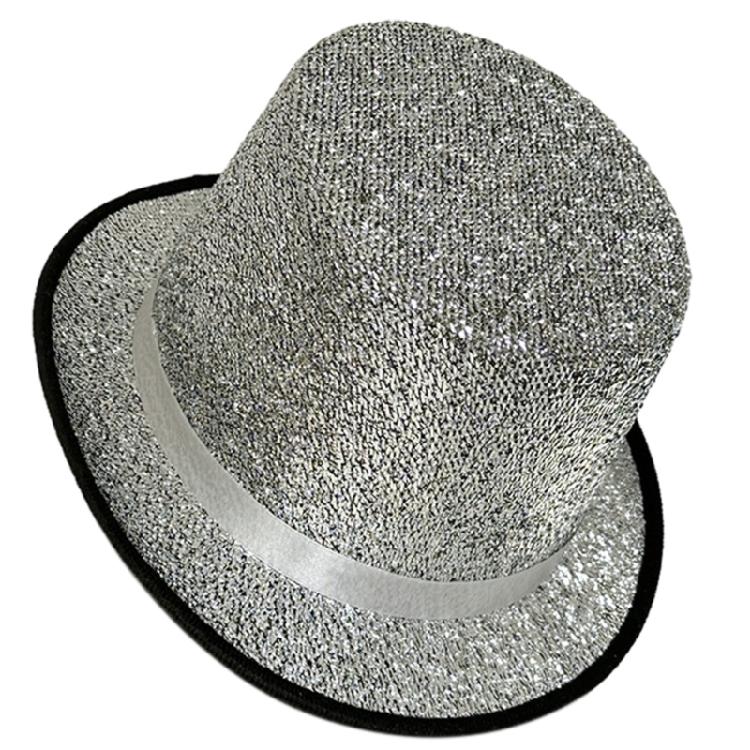 Magician Hat Wide Brim Fedora Hat Stage Top Hat Short Brim Flickering Glitter