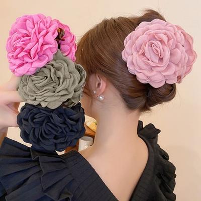 Große Kamelie Blumendekor Haarklaue Hinterkopf Bade Haarspange Anti-Rutsch Hai Haarspange Kopfschmuck Haarschmuck