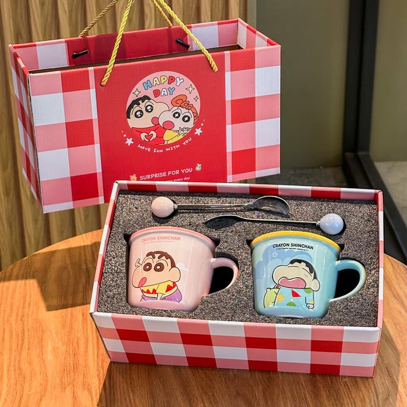 Crayon Xiaoxin Couple Cup High Value Pair of Ceramic Mugs Wedding Birthday Gift Girlfriend Gift Box