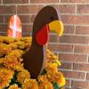 Thanksgiving Turkey Planter Stakes Hand-Painted Wooden Garden Decor for Pots Flower Beds Autumn Fall Harvest Decoration