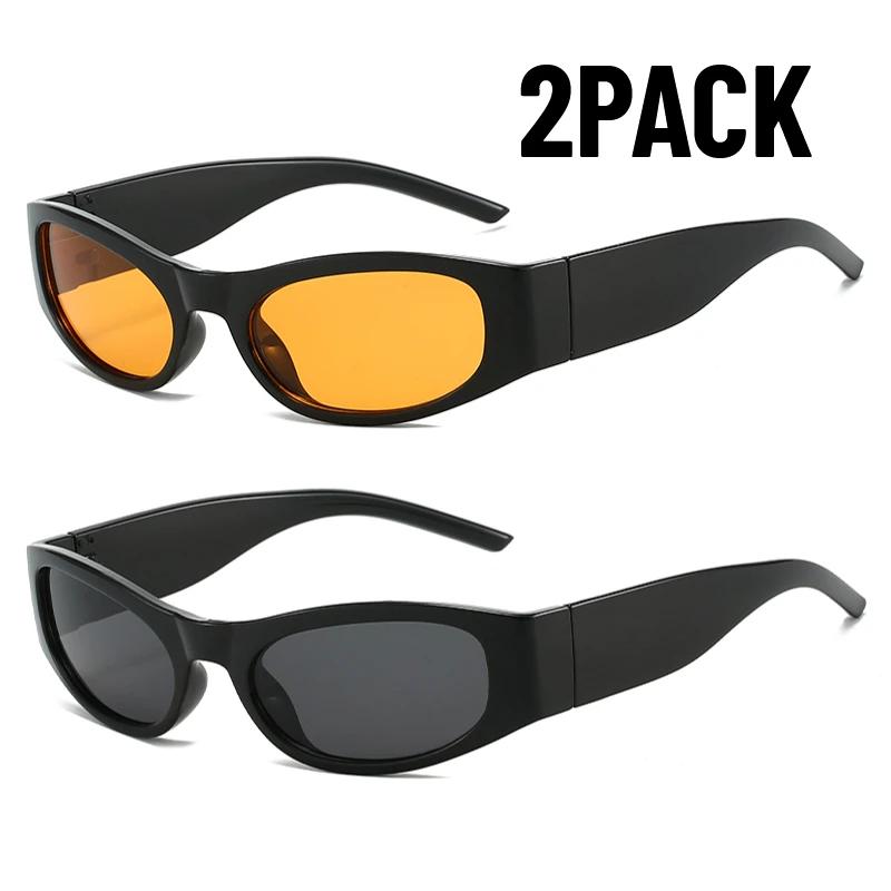 

2PACK Small Frame Y2K Sunglasses Men Latest Ins Personality Designer Square Glasses Women Futuristic Style Cycling Eye Wear