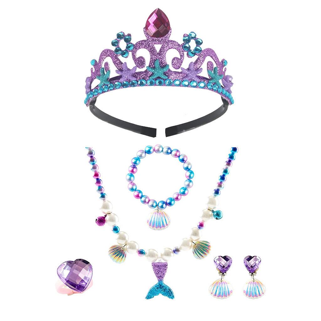 Children'S Accessories Set Love Snowflake Crown Magic Wand Princess Necklace Gloves