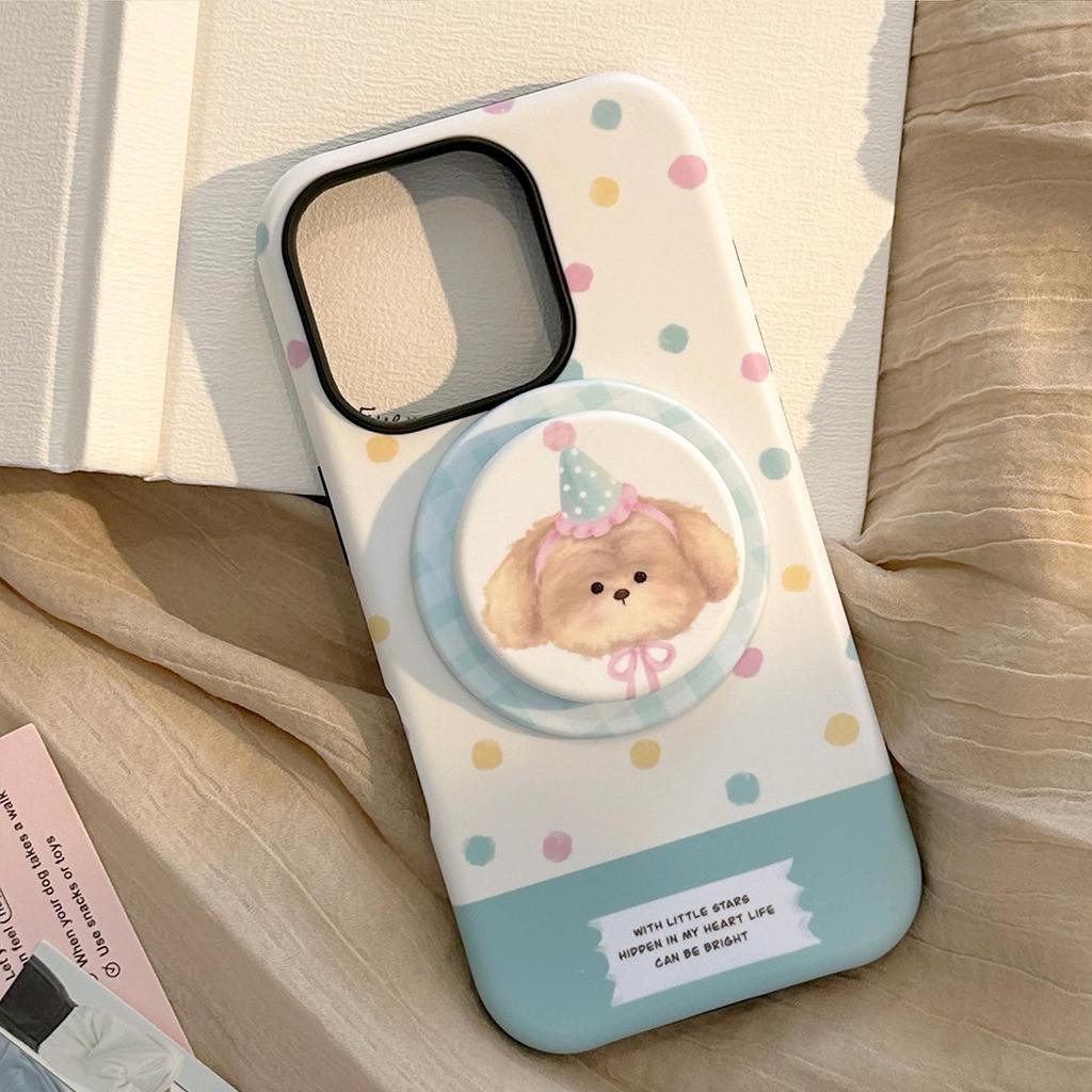 Cartoon Puppy Magnetic Holder Phone Case for Apple Phones