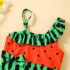 Girls' Watermelon One-Shoulder Swimsuit