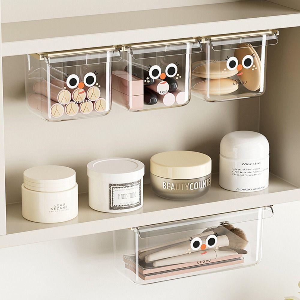 Transparent Stationery Storage Box Invisible Desktop Organizer Drawer Type Storage Box Desk Bottom