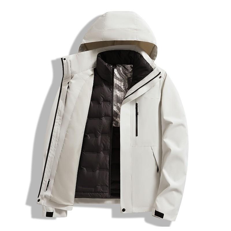 Men Women Winter Waterproof Hiking Jacket With Removable Down Liner Graphene Insulated Outdoor Shell Coat