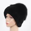 Women Winter Real Fur Hat Scarf 2 Pieces Knitted Rex Rabbit Fur Hat Top Natural Fox Fur Cap Scarves Sets Lady Warm Real Fur Caps