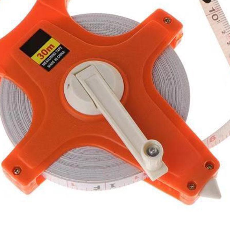 Hand Crank Tape Measure with Spike Portable Plastic Frame Fiber Measuring Reel 12.5mm Width 30