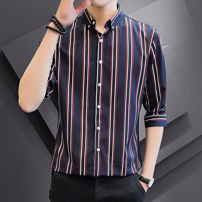 

Мужская корейская трендовая полосатая футболка - с рукавом половинной длины, пятью или семью рукавами 3XL