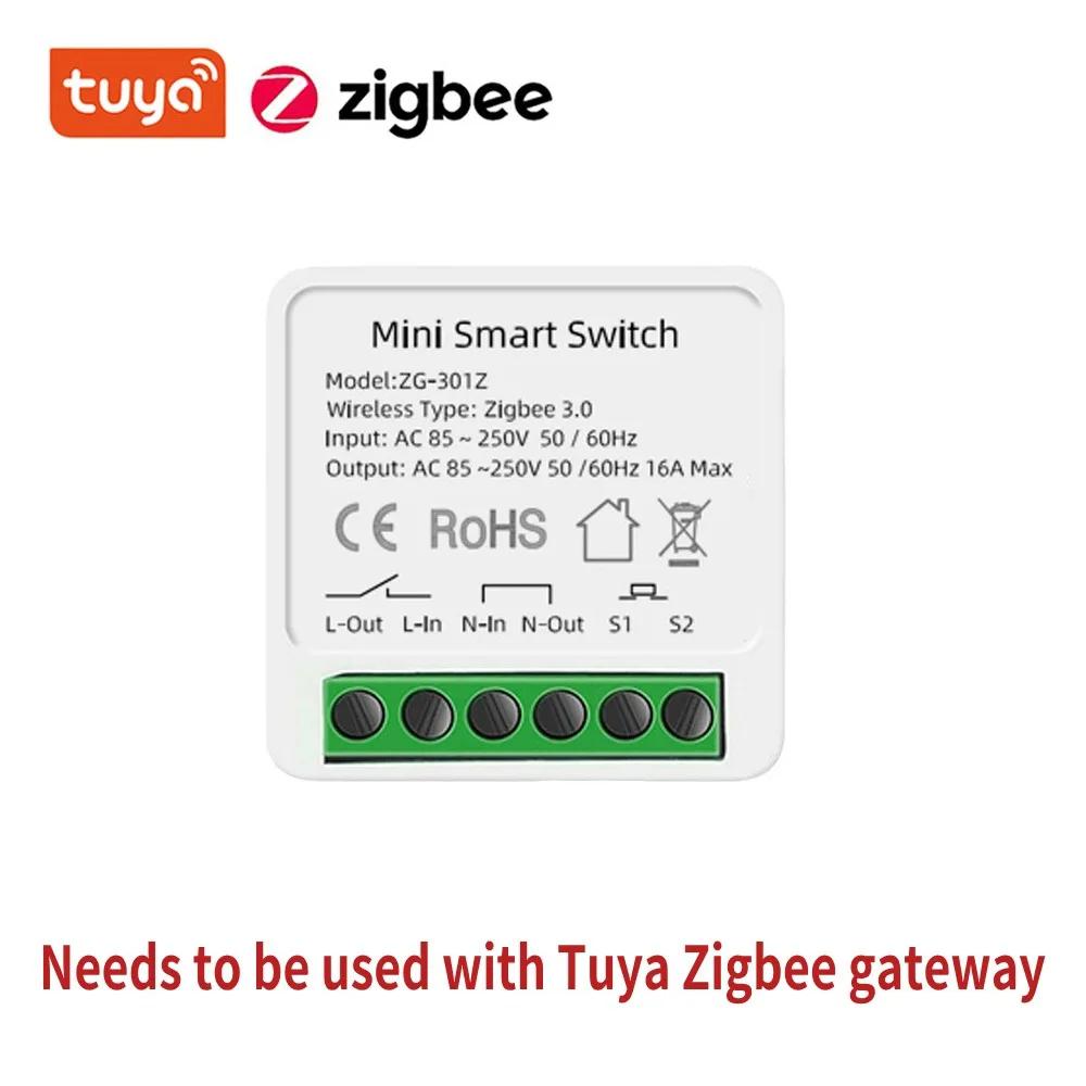 Tuya ZigBee3.0 Smart Light Switch Module 16A MiNi DIY Breaker Supports 2 Way Control App Remote Control for Alex Google Home