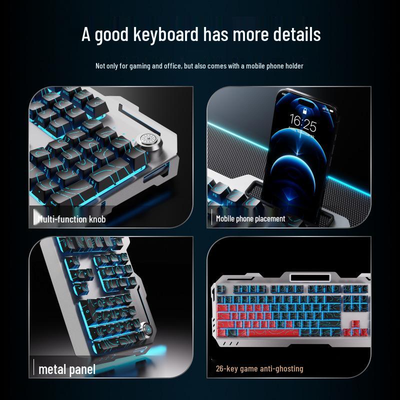 Qianxingzhe GX810 Wired Mechanical Feel Gaming Keyboard & Mouse Set for Esports & Office Use