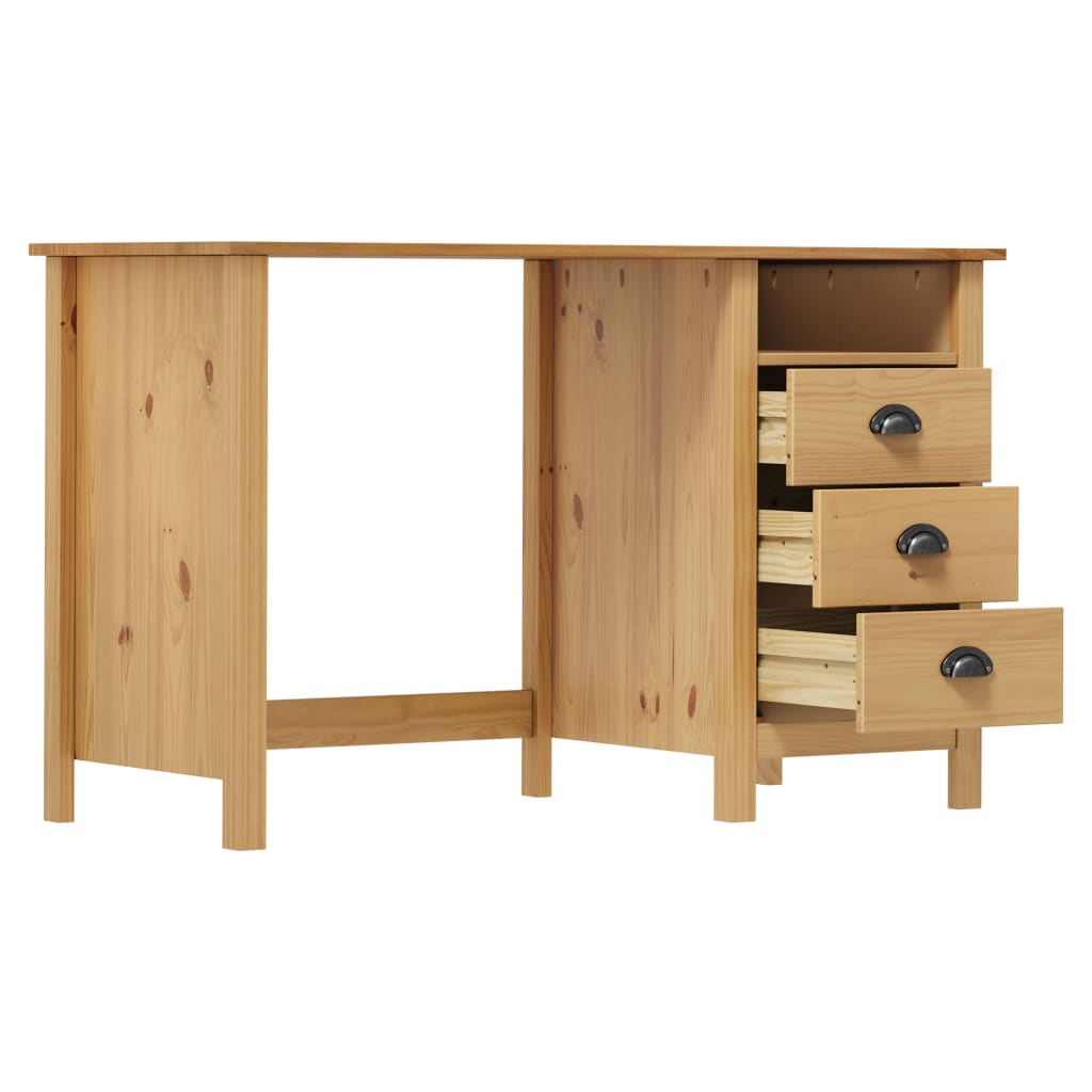 Hill Desk with 3 Drawers 120*50*74 cm Pine Wood