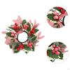 Christmas Artificial Leaves Candle Ring Wreath Garland Handmade ID 3.3inch
