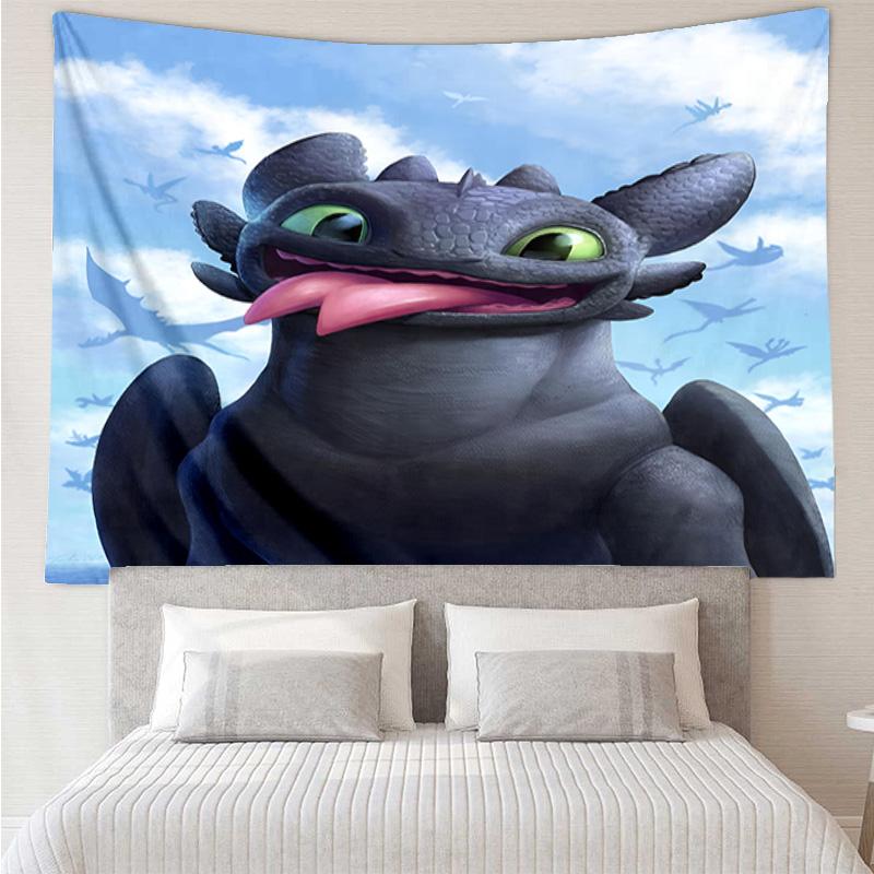 Dragon Taming Adventure Tapestry, Unique Design Tapestry, Wall Decor for Bedroom,Livingroom, Playroom,Heartwarming Fan Holiday Gifts