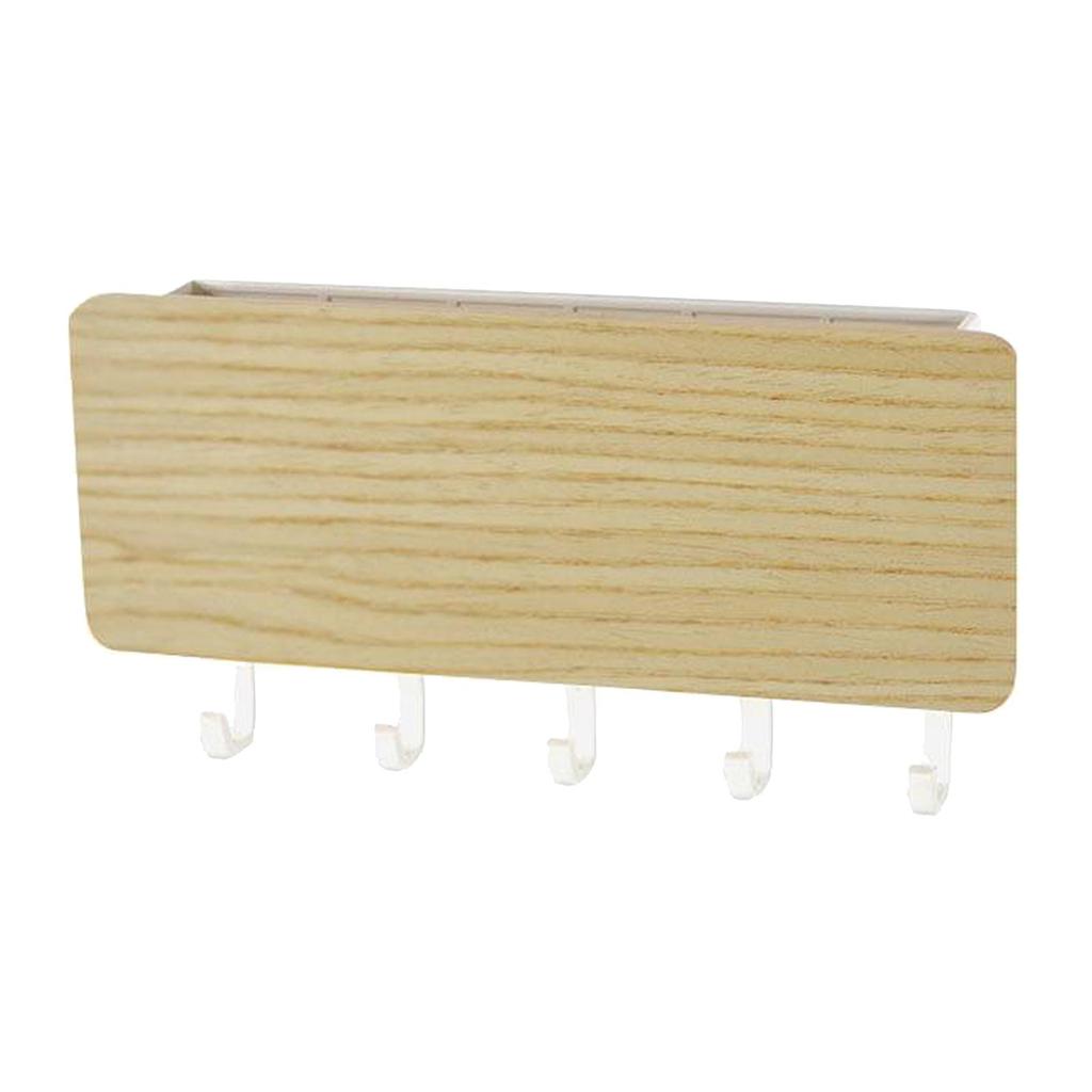 Key er Decorative Wall Hooks Space Saving Easy Install Home Chic Wooden Door Back Storage Rack Holder with 5 Hooks