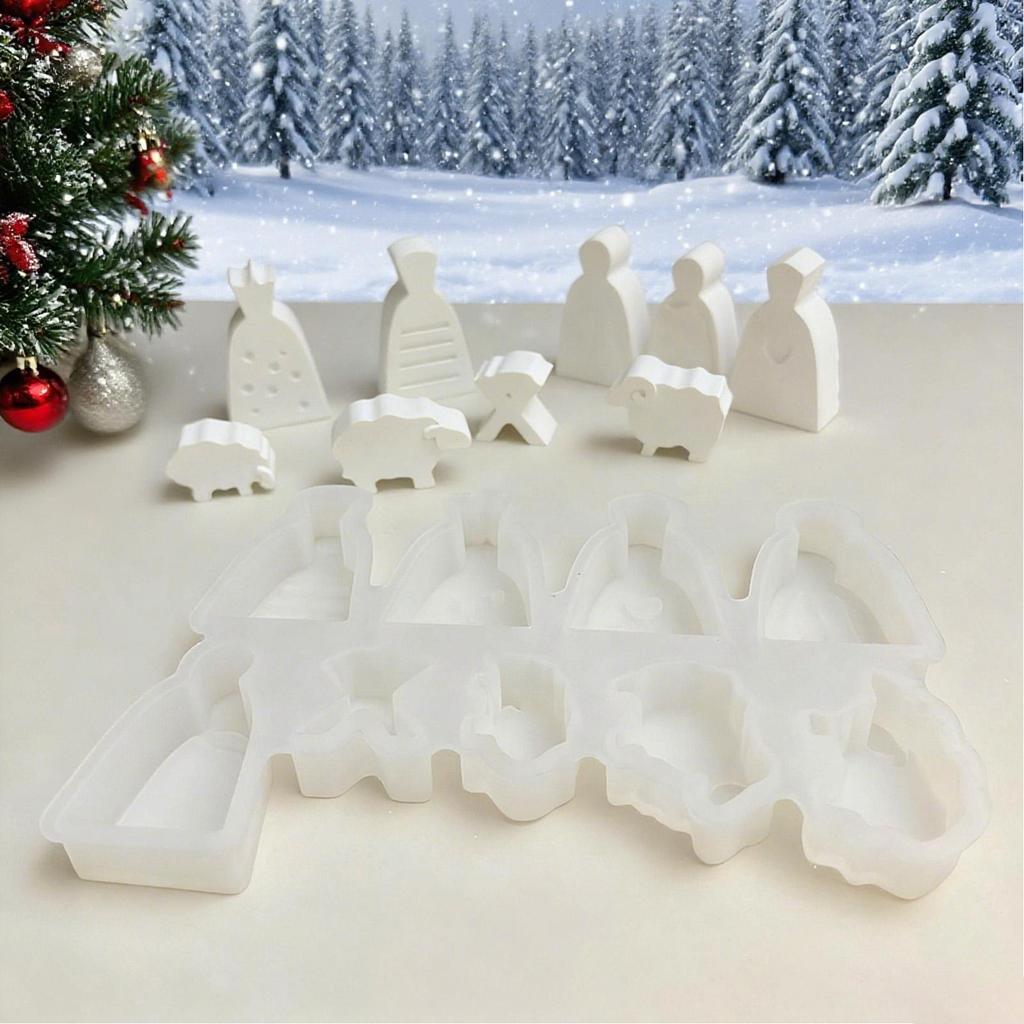 Christmas Nativity Mold Religious Jesus Mould Christmas Silicone Molds For Plaster Clay Scented Candles Halloween New Year
